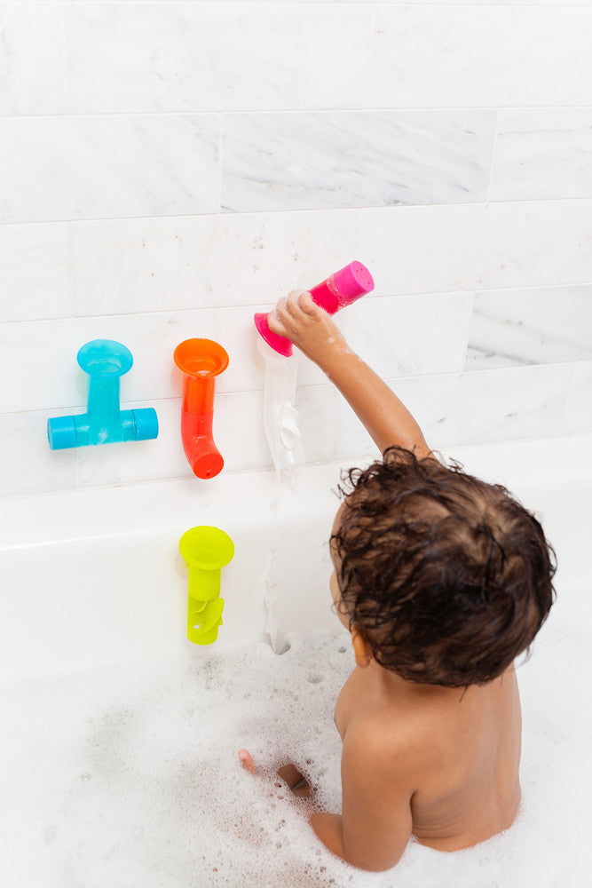 Boon | Pipes Building Bath Toy Set (Orange/Pink)