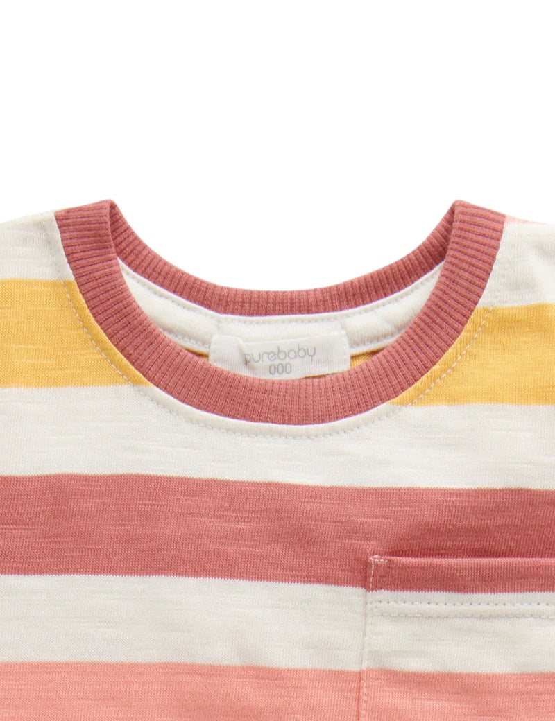 Purebaby | Striped Tee - Mango Stripe