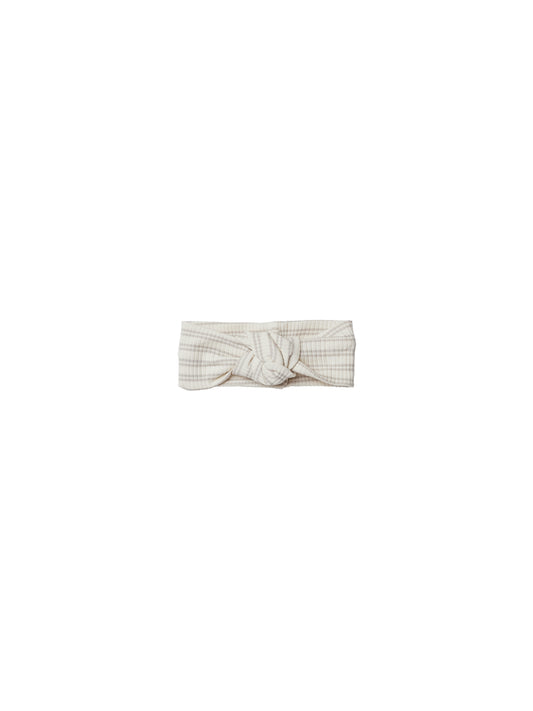 Quincy Mae | Ribbed Knotted Headband (Silver Stripe)