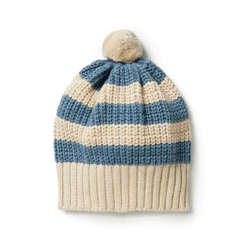 Wilson + Frenchy | Knitted Mini Stripe Hat - Bluestone