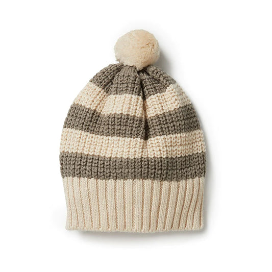 Wilson + Frenchy | Knitted Mini Stripe Hat - Dark Ivy