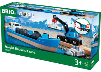 BRIO | Freight Ship & Crane Wagon 4pcs