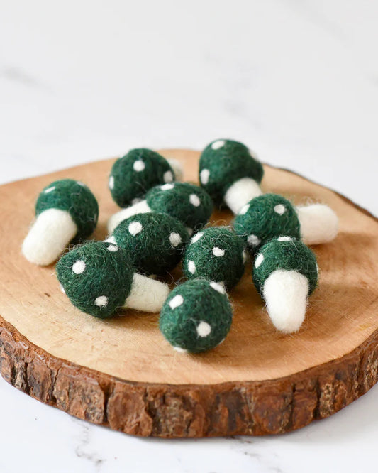 Tara Treasures | Loose Parts Play - Felt Green Mushrooms 10pc