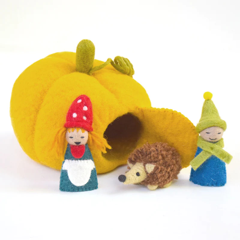 Tara Treasures | Felt Pumpkin House with Hedgehog Toy