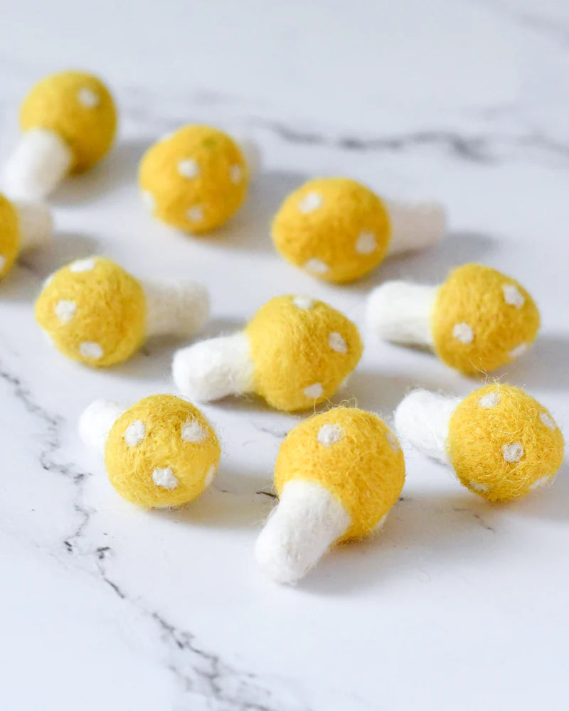 Tara Treasures | Loose Parts Play - Felt Yellow Mushrooms 10pc