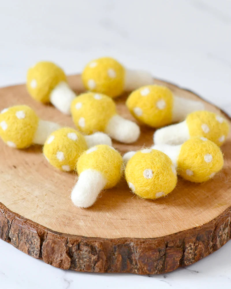 Tara Treasures | Loose Parts Play - Felt Yellow Mushrooms 10pc