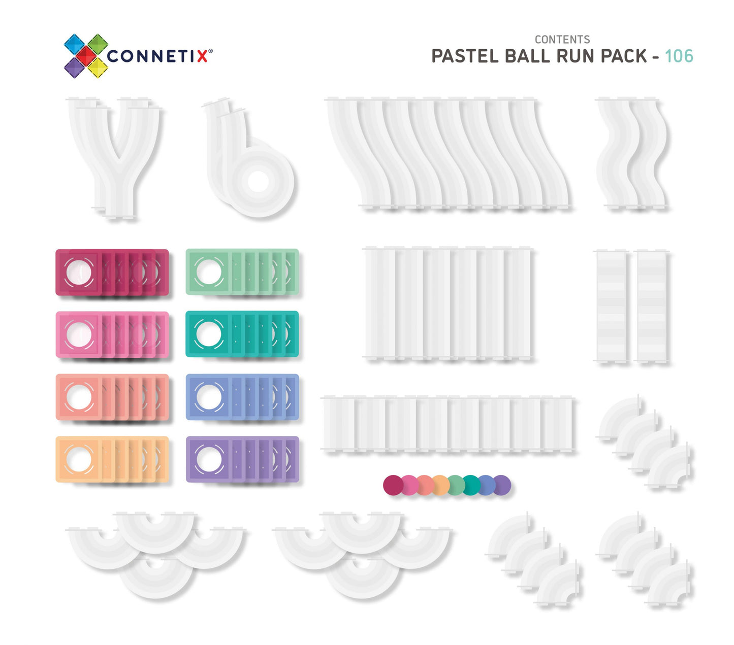 Connetix | PASTEL Ball Run Pack (106pc)