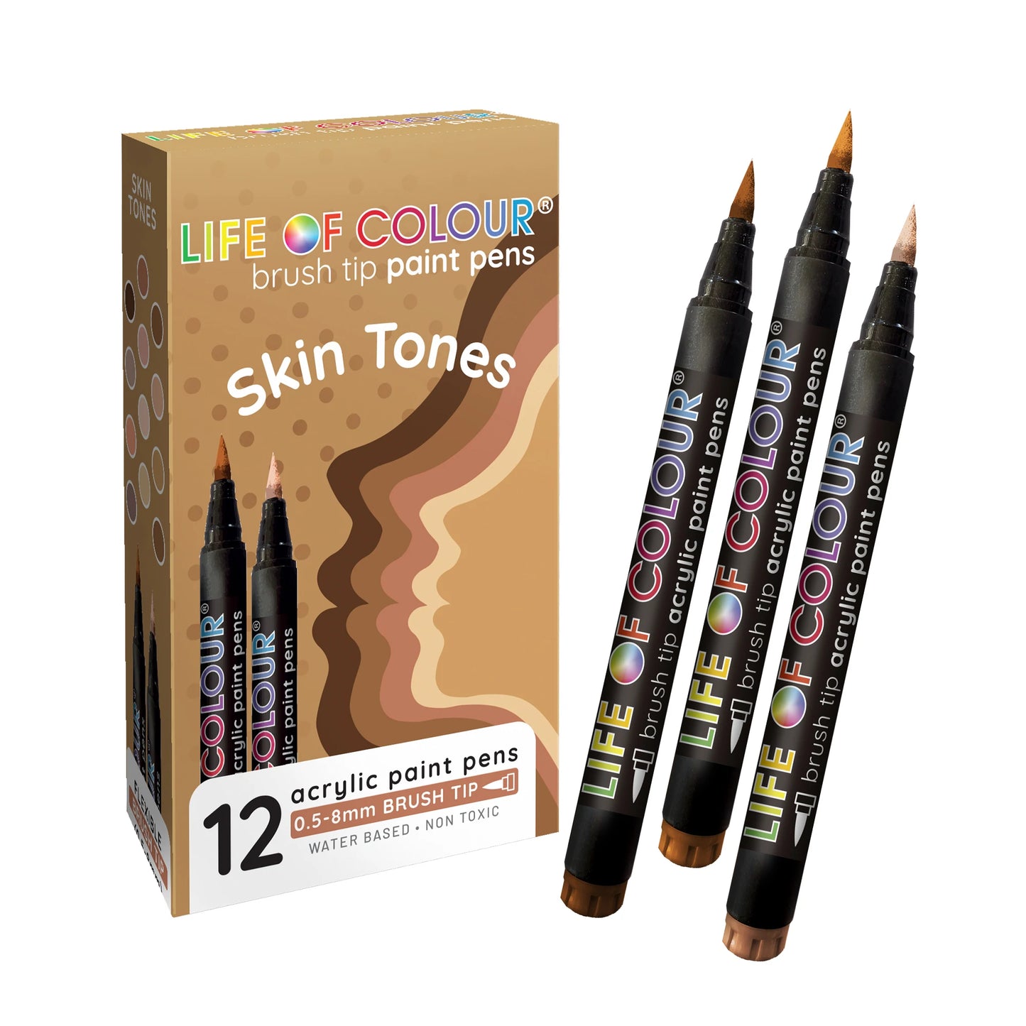 Life Of Colour | Brush Tip Acrylic Paint Pens - Skin Tones