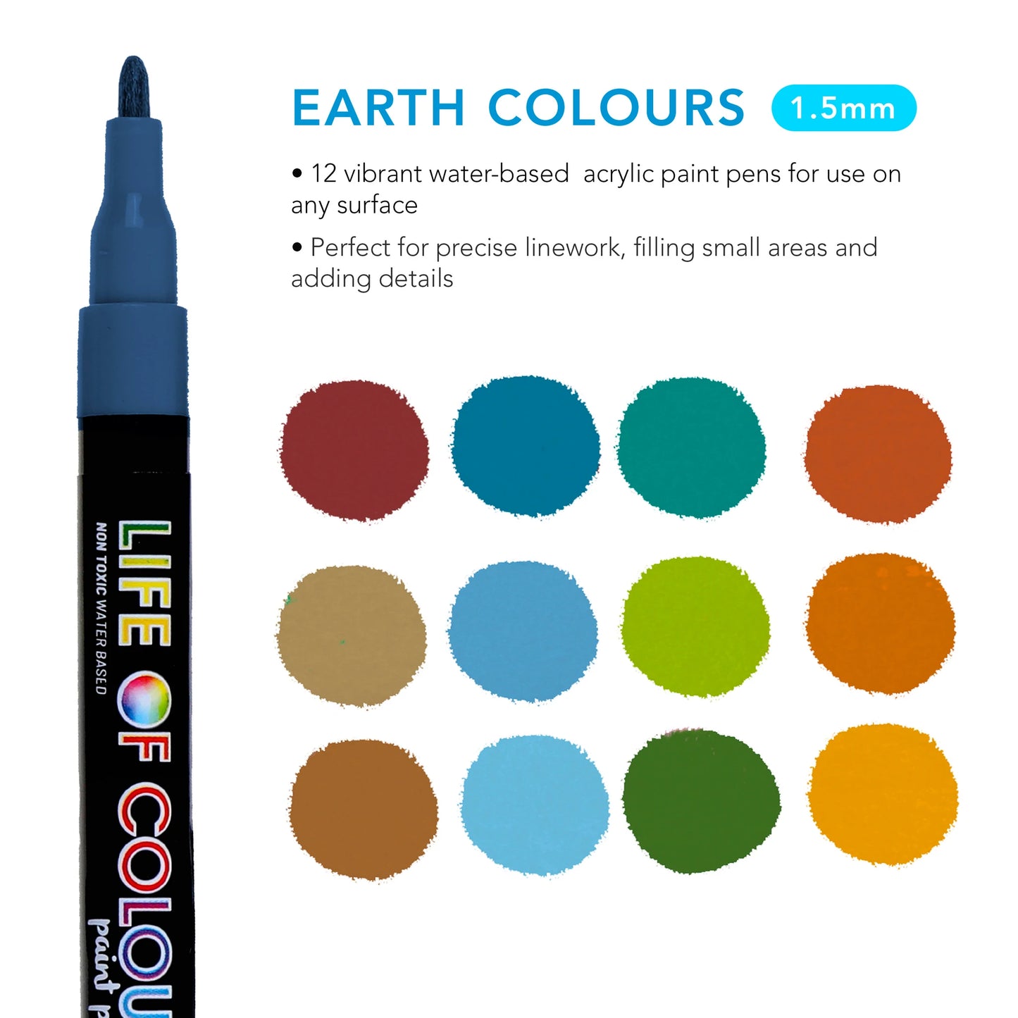 Life Of Colour | Earth Colours Paint Pens - Fine Tip