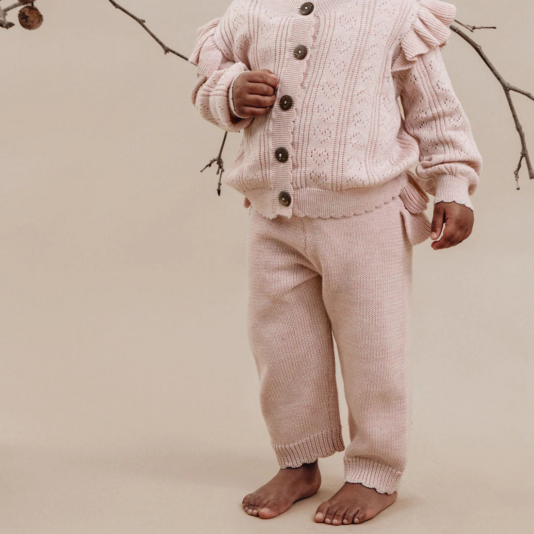 Aster & Oak | Ruffle Knit Legging - Pink