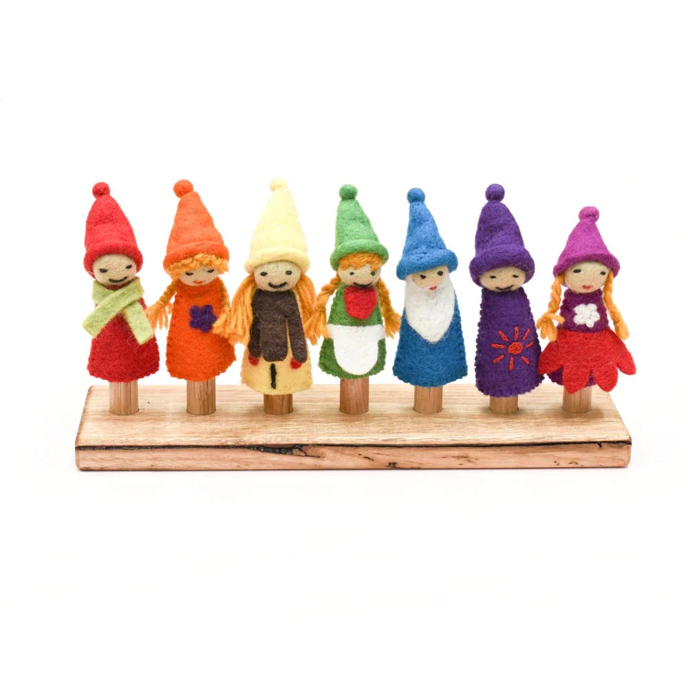 Tara Treasures | Finger Puppet Set - Rainbow Colourful Gnomes